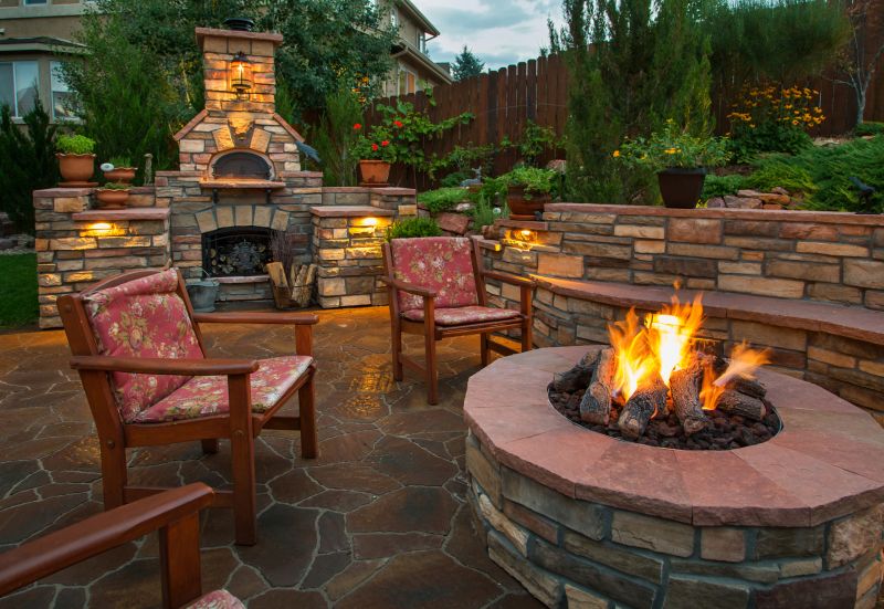 Outdoor Fireplace and Wall